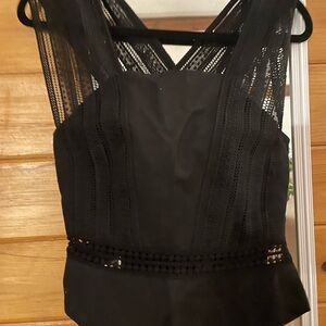 REBECCA MINKOFF Black Lace Detail Tank Top